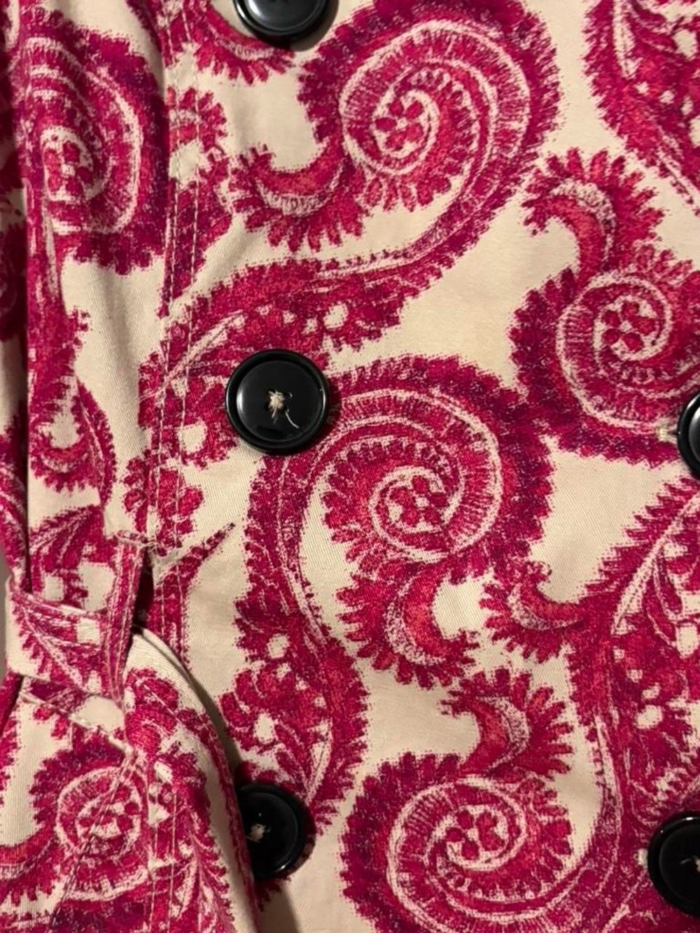 Vintage Y2K 100% cotton water resistant paisley trench coat med - Picture 2 of 7